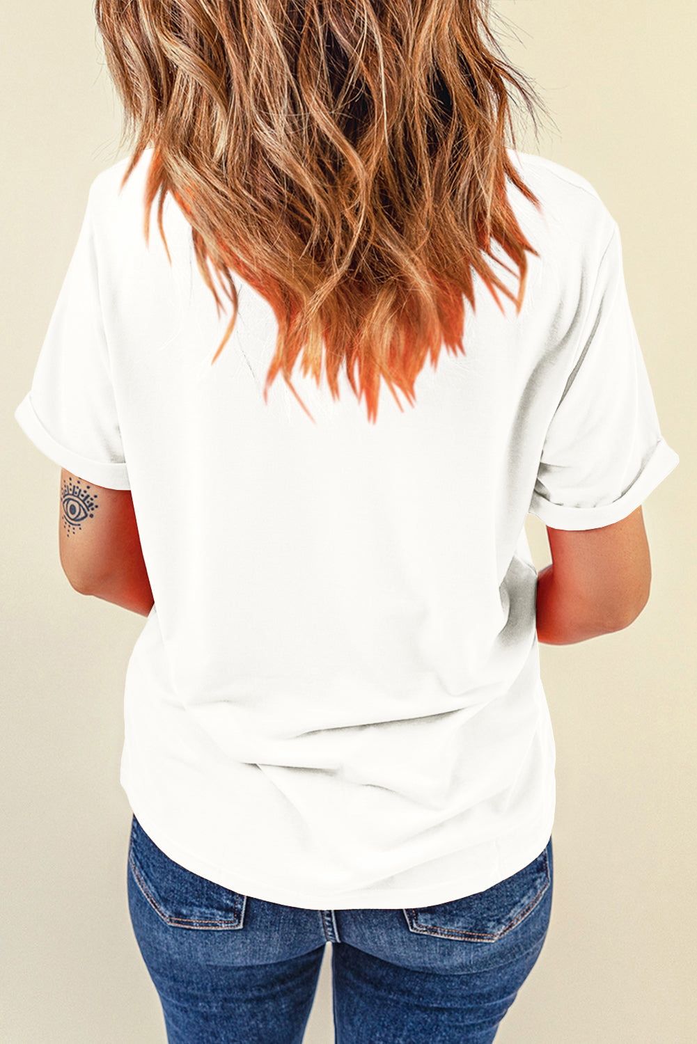 Tillandsia Purple Casual Plain Crew Neck Tee