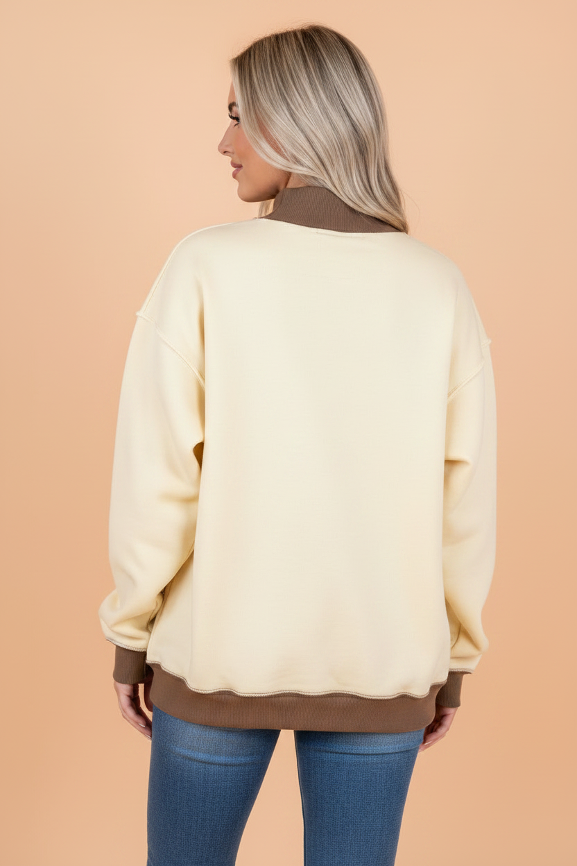 Saved By Grace Colorblock Mock Neck Oversized Sweatshirt