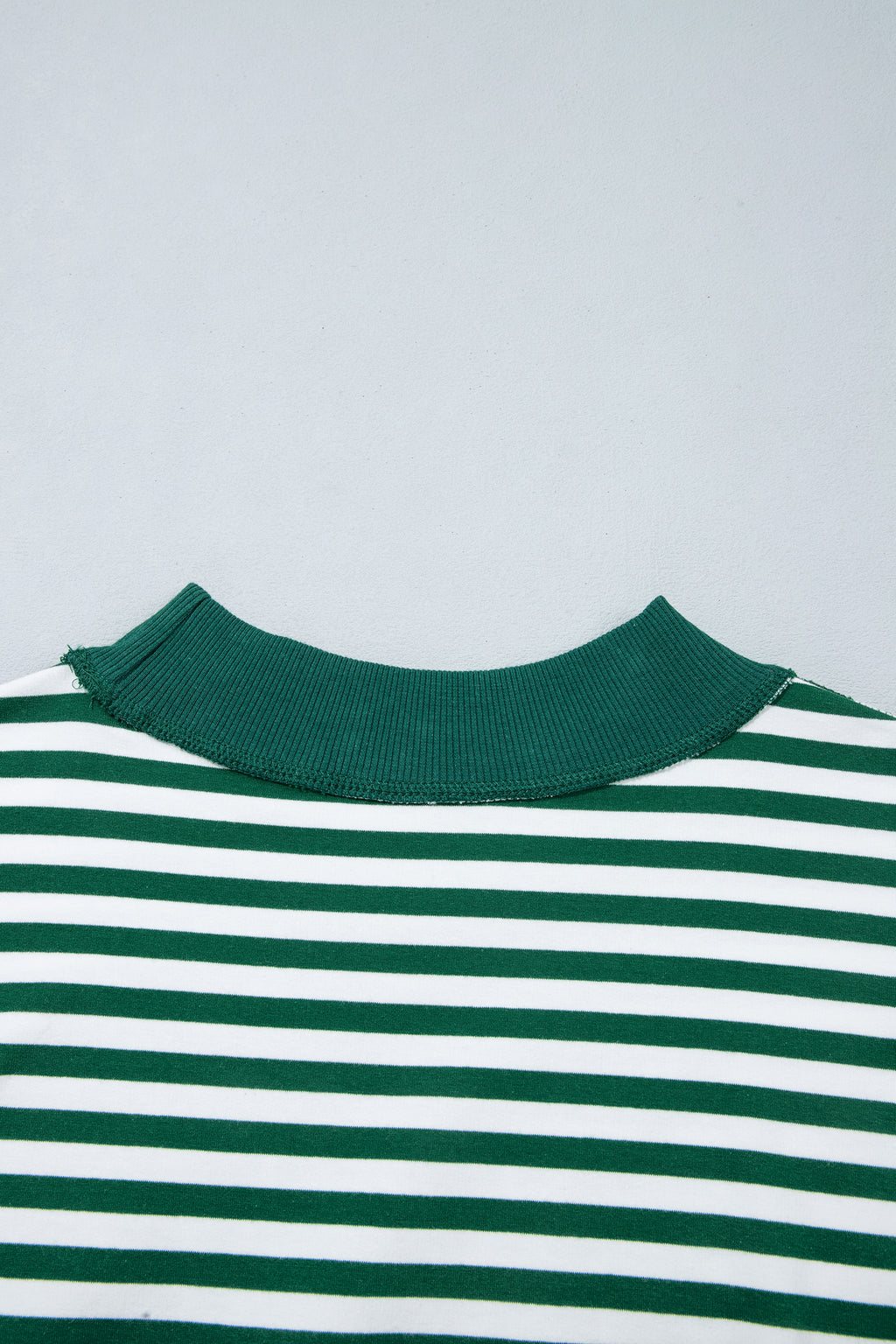 Green Stripe Christmas Slogan Embroidery Patched Mock Neck Oversized Sweatshirt