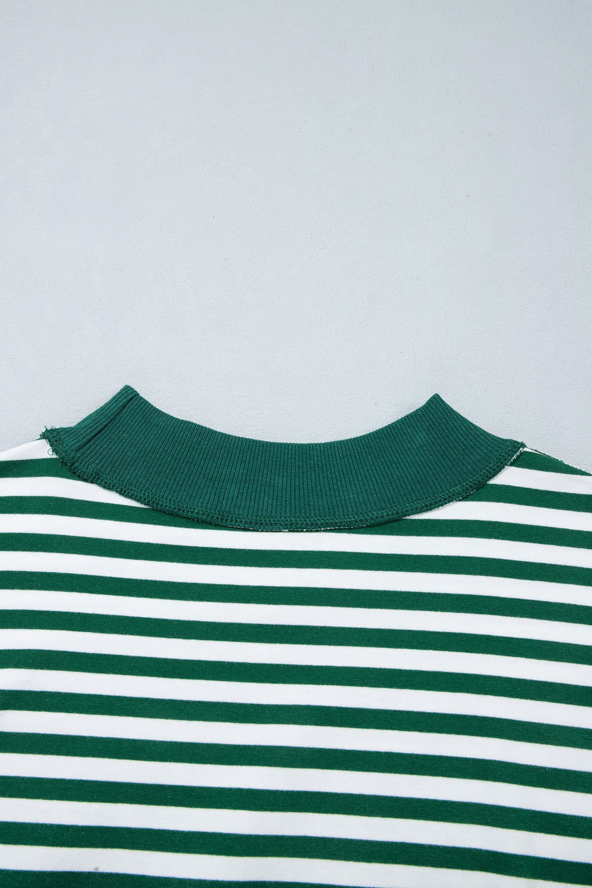 Green Stripe Christmas Slogan Embroidery Patched Mock Neck Oversized Sweatshirt