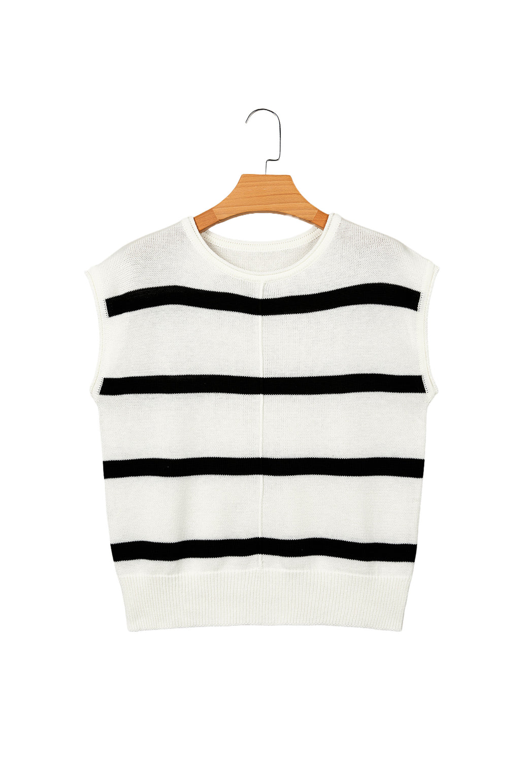 Brown Stripe Knit Western Short Sleeve Sweater