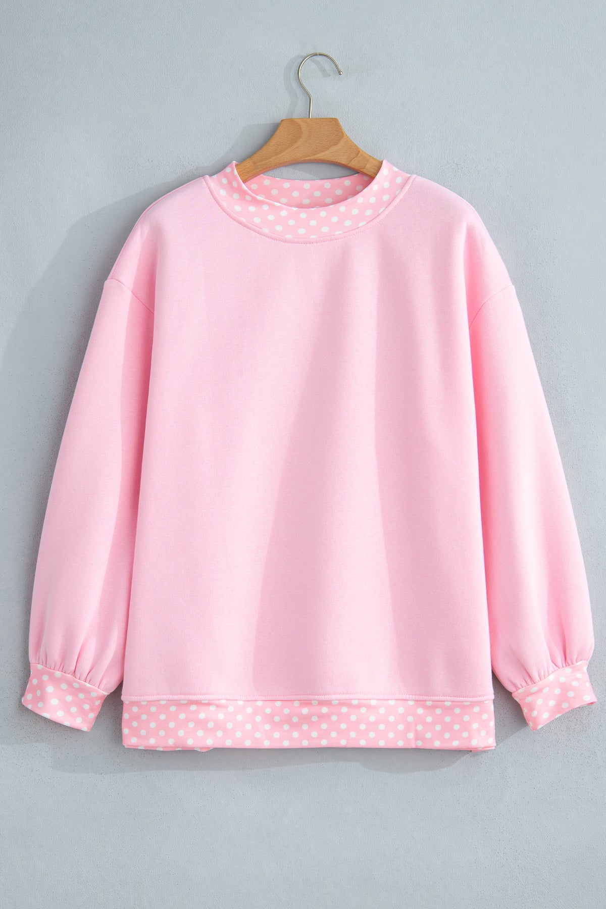 Orange Colorblock Polka Dot Contrast Trim Oversized Sweatshirt