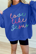 Dark Blue Love Like Jesus Mock Neck Sweatshirt