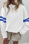 White Varsity Striped Detail Drop Shoulder Oversized Sweatshirt