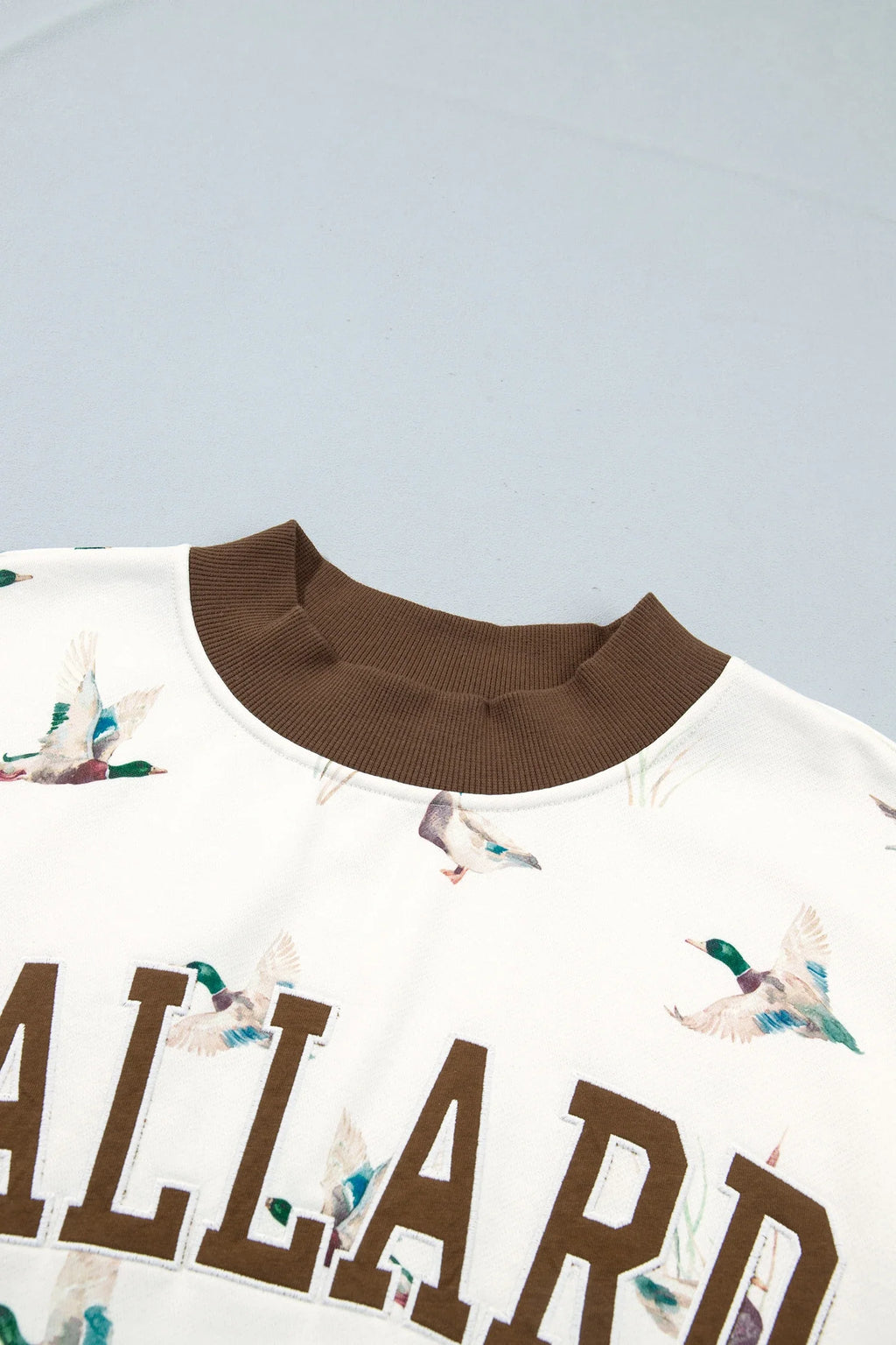 MALLARD/HOWDY Letter Print Baggy Mock Neck Sweatshirt