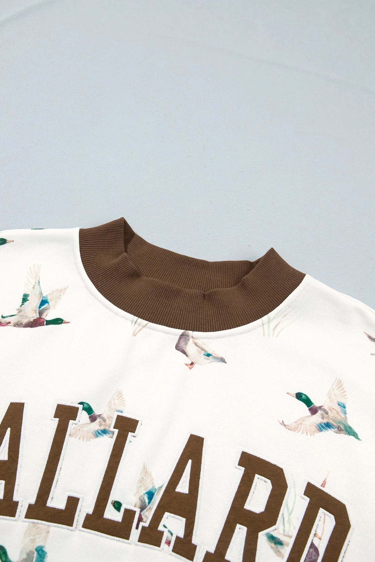 MALLARD/HOWDY Letter Print Baggy Mock Neck Sweatshirt