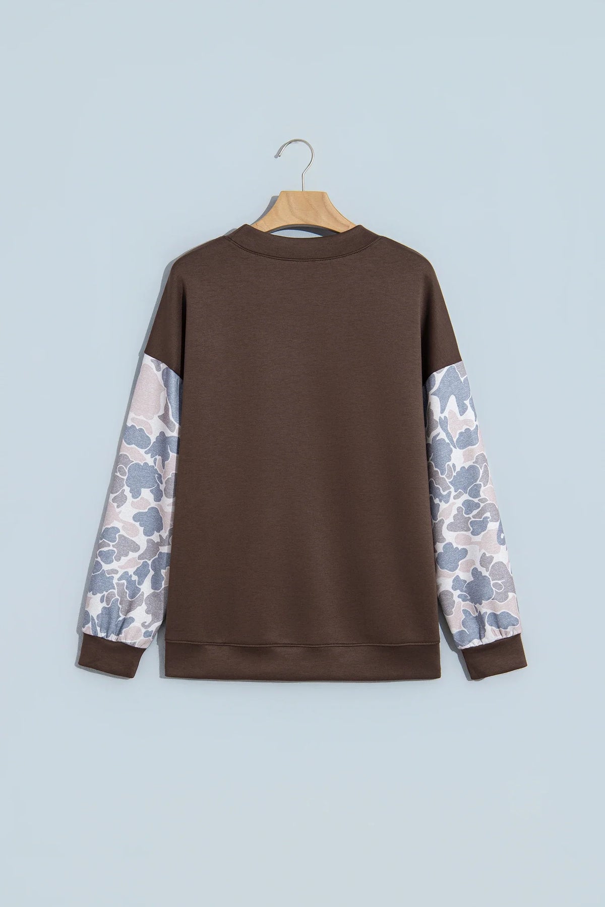 Camo Patchwork Drop Shoulder Crewneck Sweatshirt