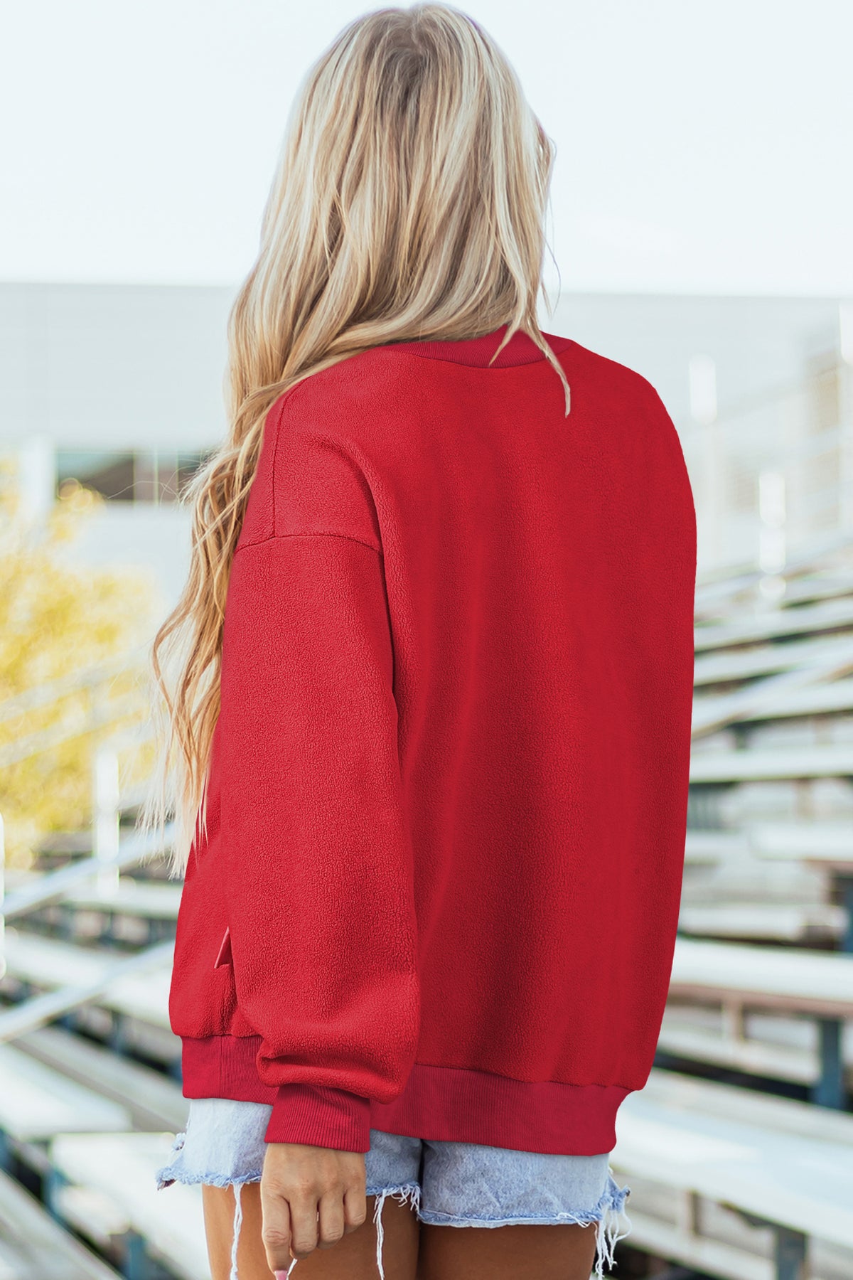 Bluing Oversize Drop Shoulder Reversible Mock Neck Sweatshirt