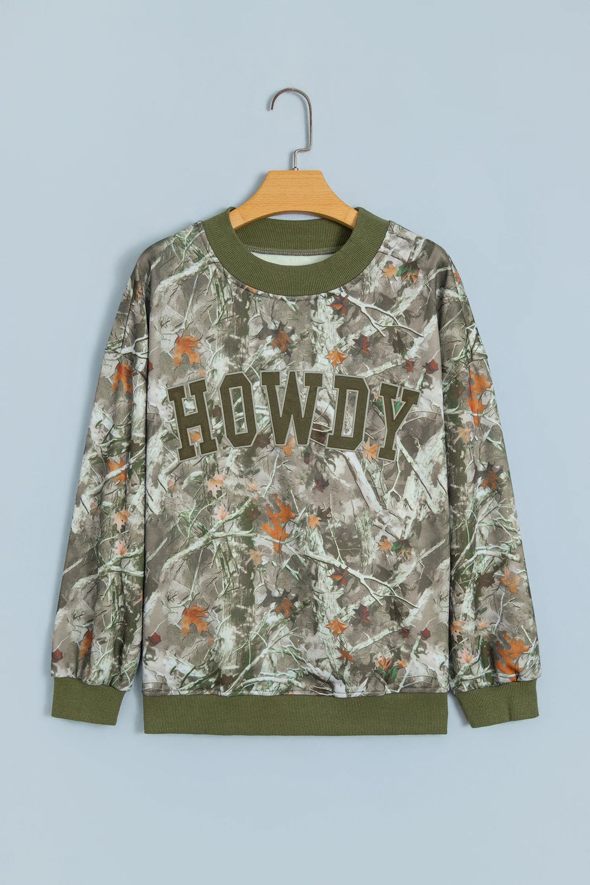 MALLARD/HOWDY Letter Print Baggy Mock Neck Sweatshirt