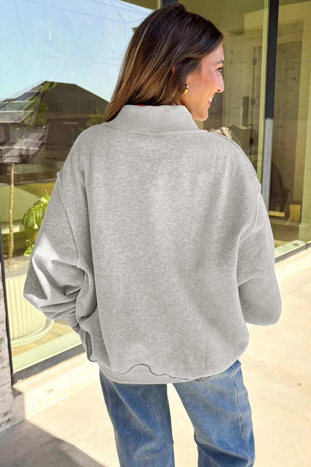 Light Grey WARDAMN/ TIGERS Double Side Printed High Neck Reversible Baggy Sweatshirt