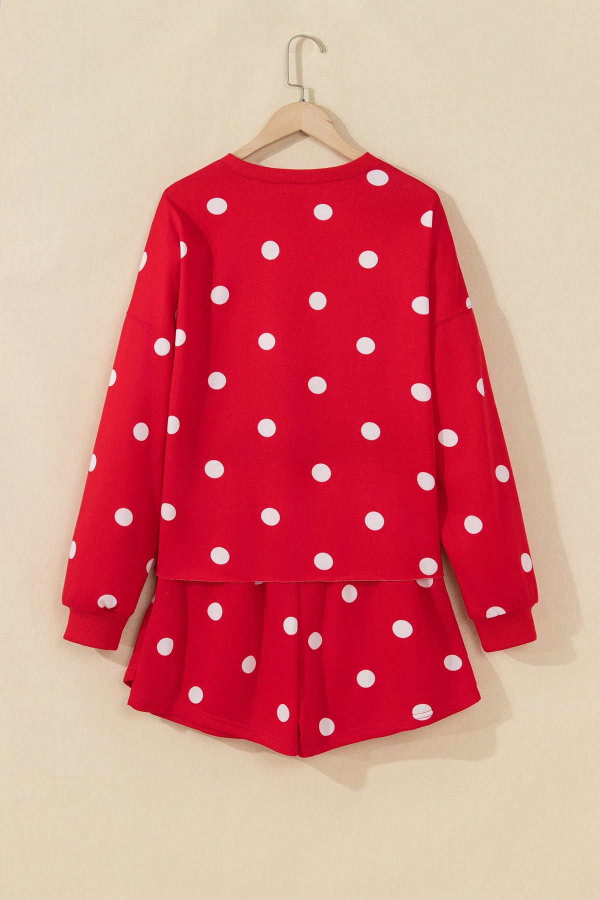 Polka Dot Raw Hem Sweatshirt & Skort Set