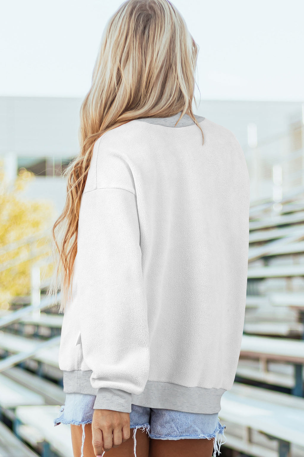 Light Grey OHIO Double Side Printed Mock Neck Reversible Sweatshirt