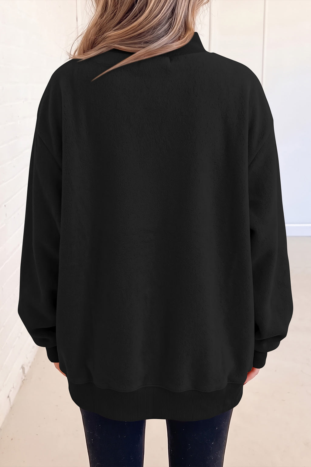 Bluing Oversize Drop Shoulder Reversible Mock Neck Sweatshirt