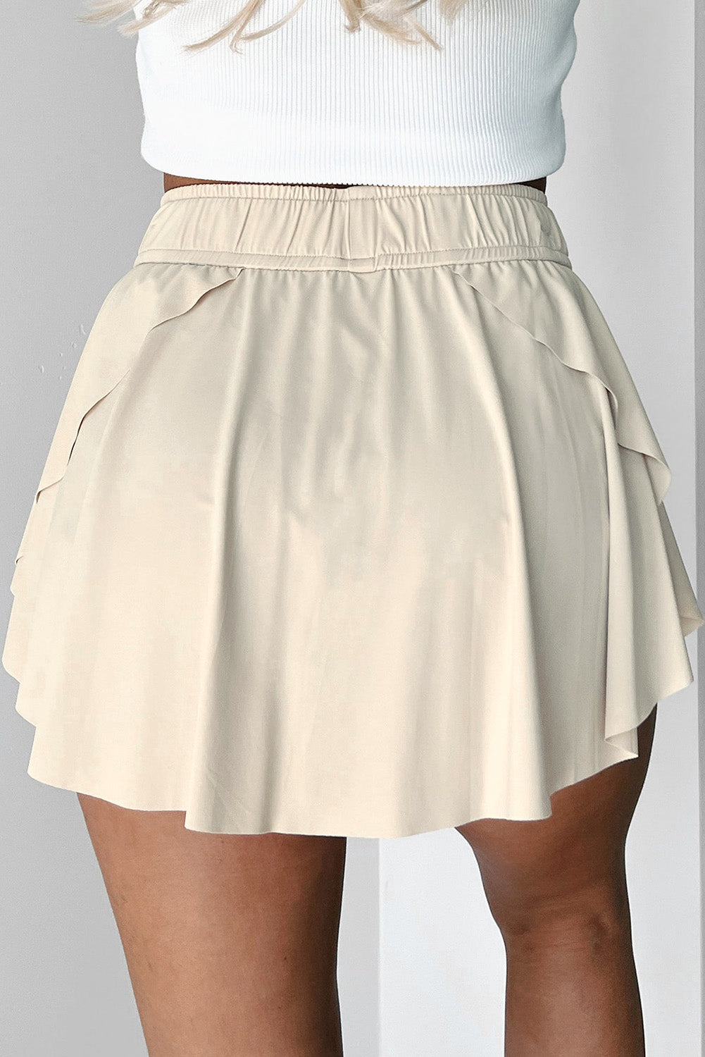 Sky Blue Drawstring Elastic Waistband Lined Tennis Skorts