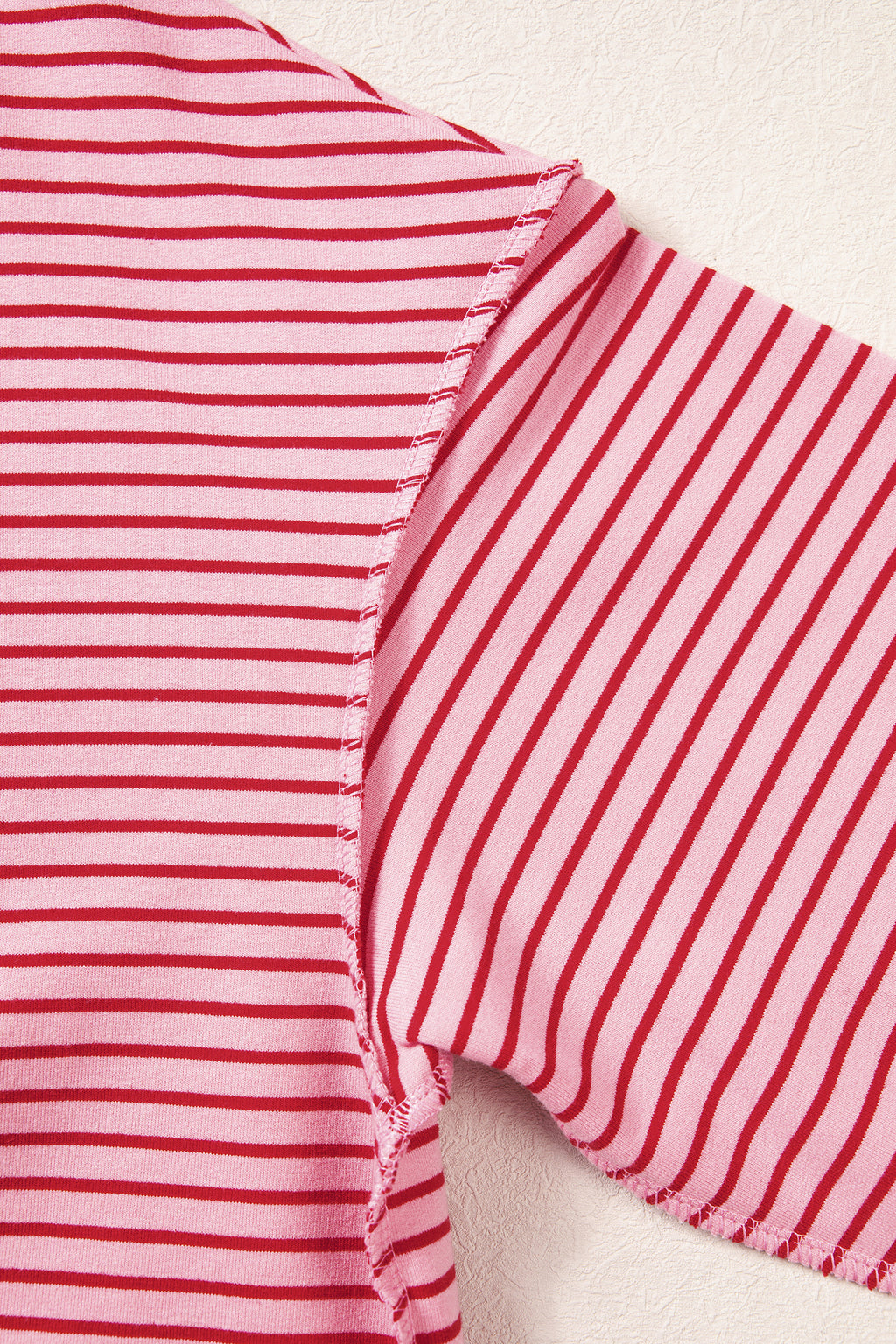 Khaki Stripe Ribbed Color Block Mock Neck Oversized Sweatshirt