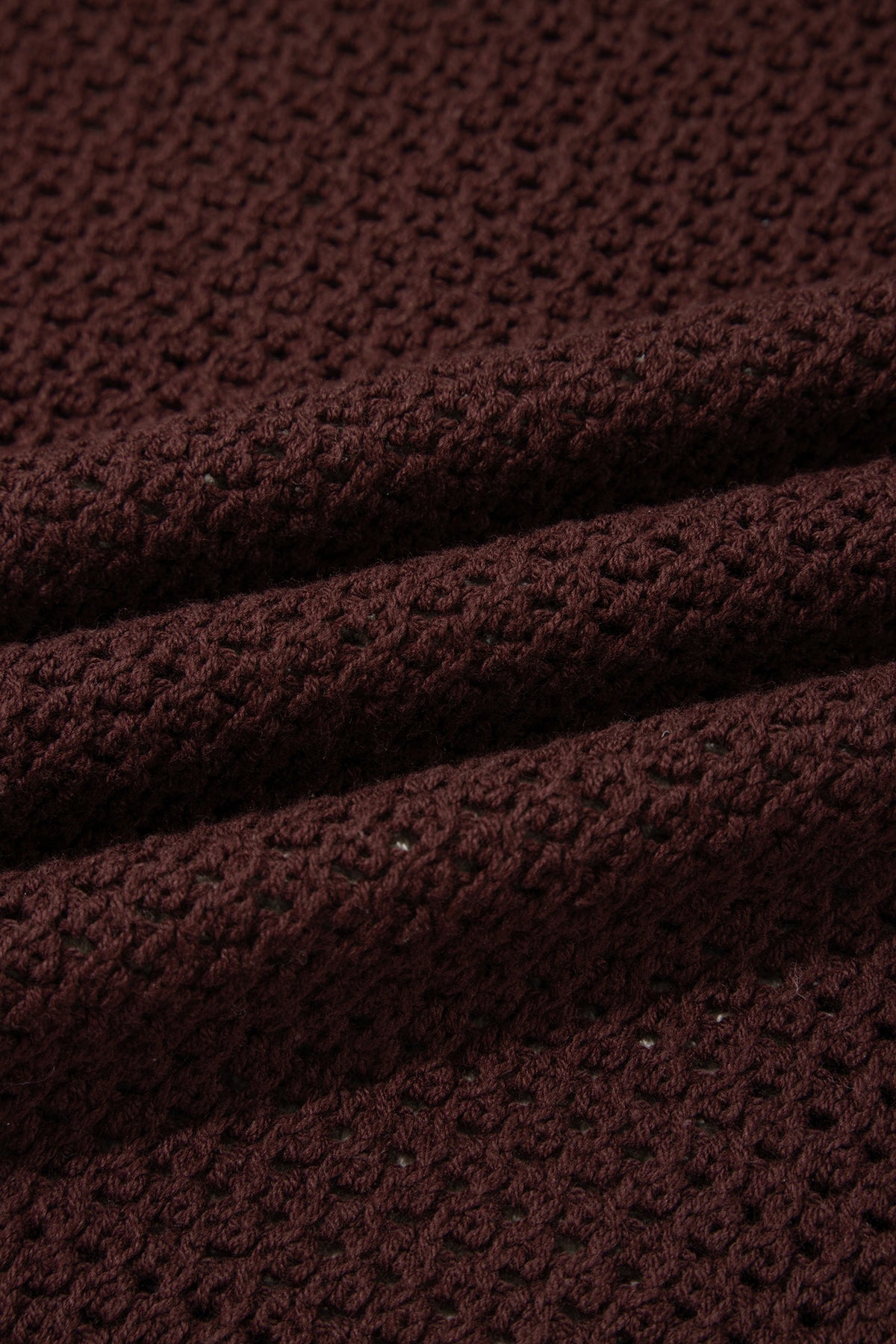 Brown Checkered Pattern Knit Loose Pullover Sweater